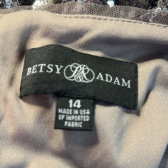 Betsy & Adam EUC Size 14 Sequined Taupe Gray Cocktail Formal Party Dress (0481) - Picture 10 of 11